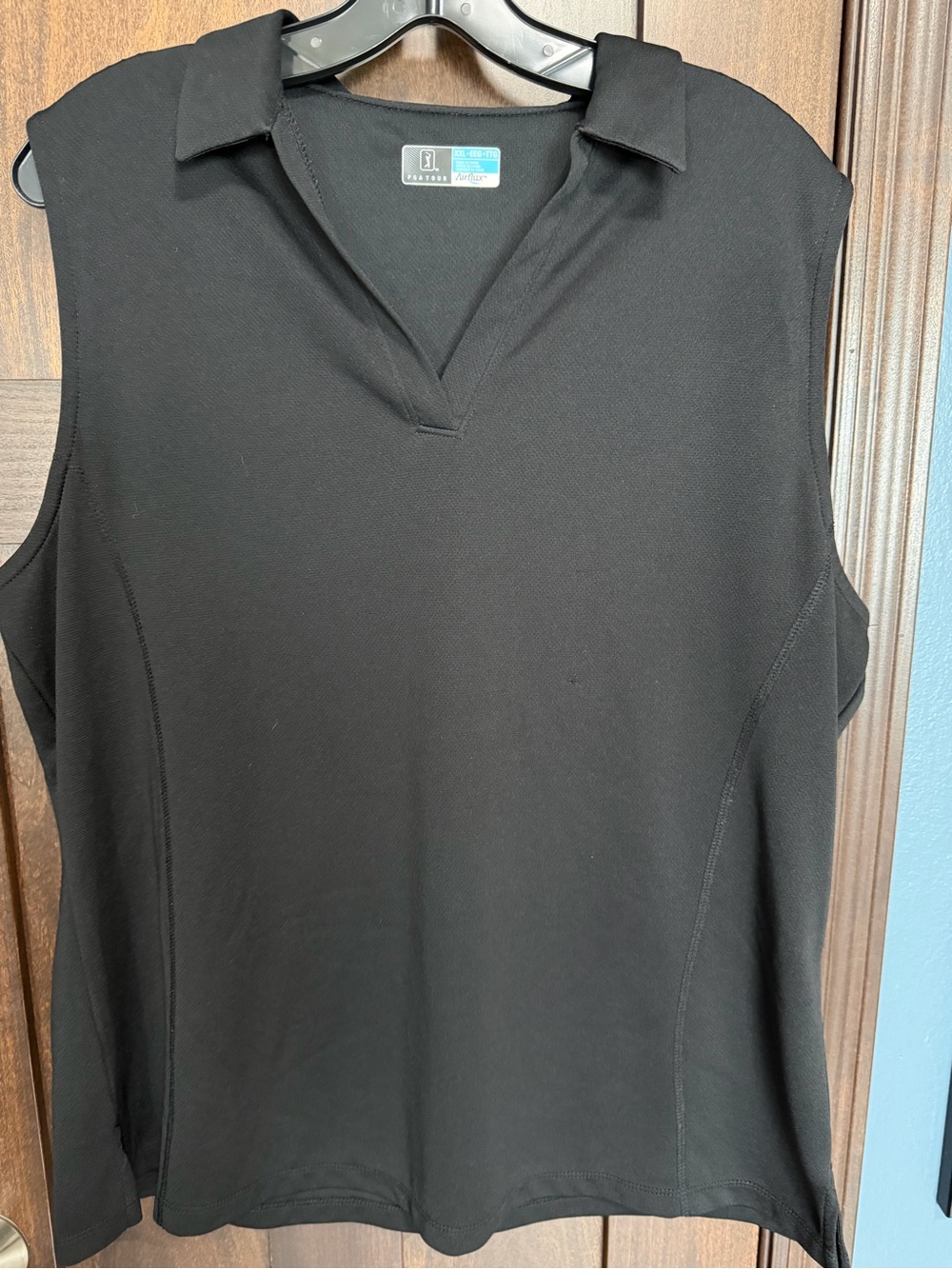 Black Sleeveless Golf Polo Top